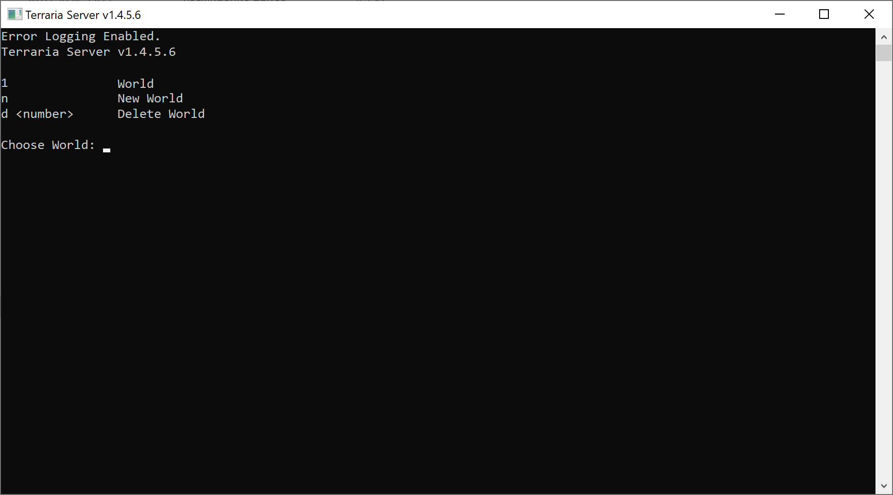 Terraria server console
